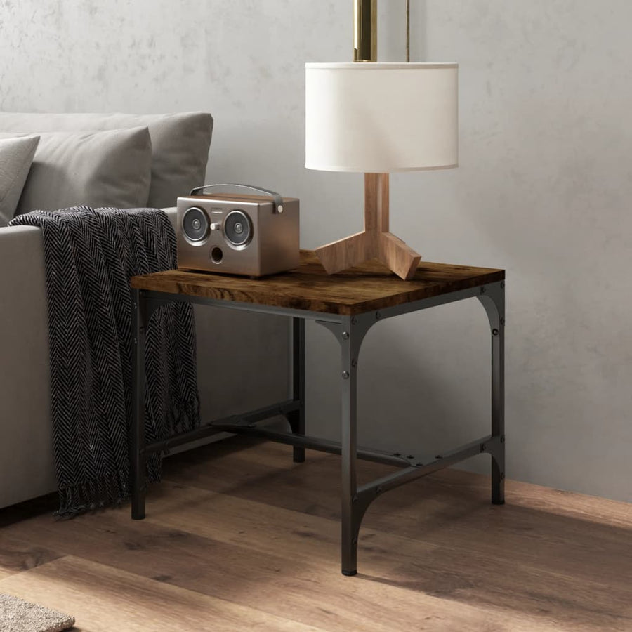 Bijzettafels Bewerkt Hout 2 40 x 40 x 35 cm Gerookt eiken
