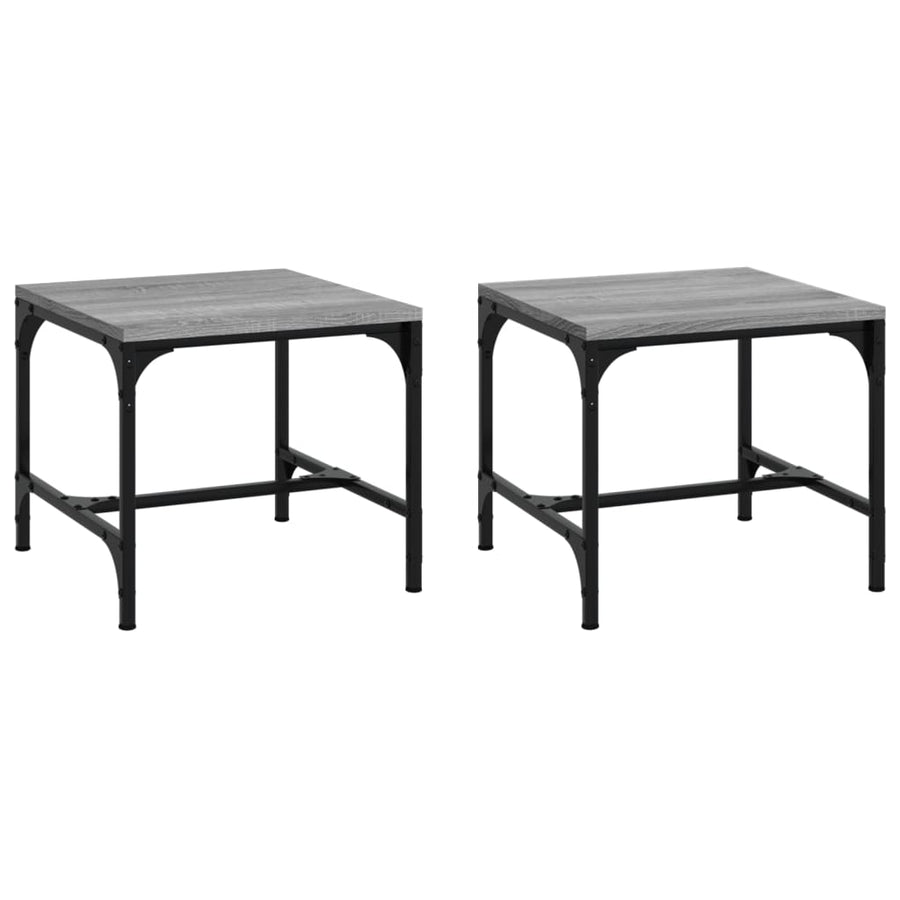 Bijzettafels Bewerkt Hout Eiken 2 40 x 40 x 35 cm Grijs sonoma