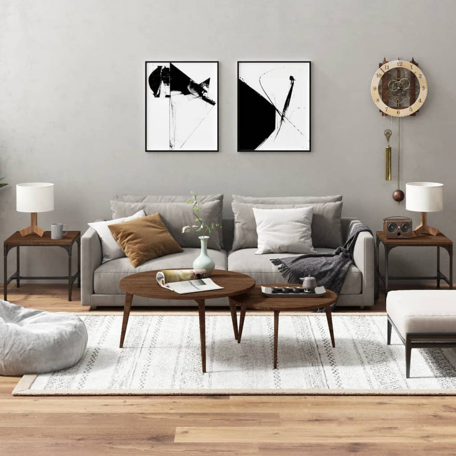 Bijzettafels Bewerkt Hout Bruineiken 2 40 x 40 x 35 cm bruin eikenkleur