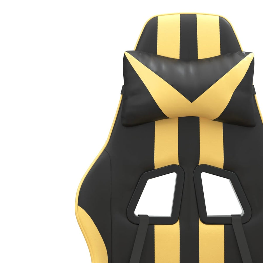 Gamestoel Draaibaar Kunstleer Zwart En Goudkleurig