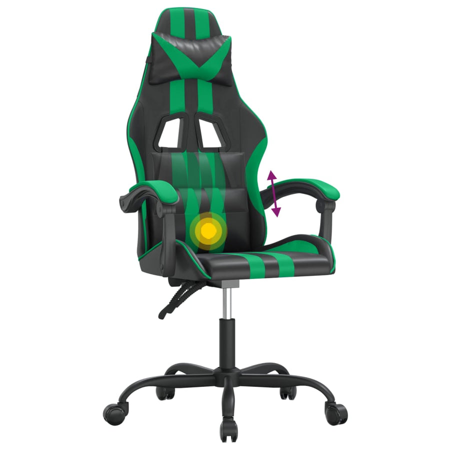 Gamestoel Draaibaar Kunstleer Zwart En Groen