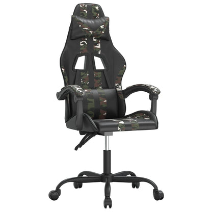 Gamestoel draaibaar kunstleer zwart en camouflage