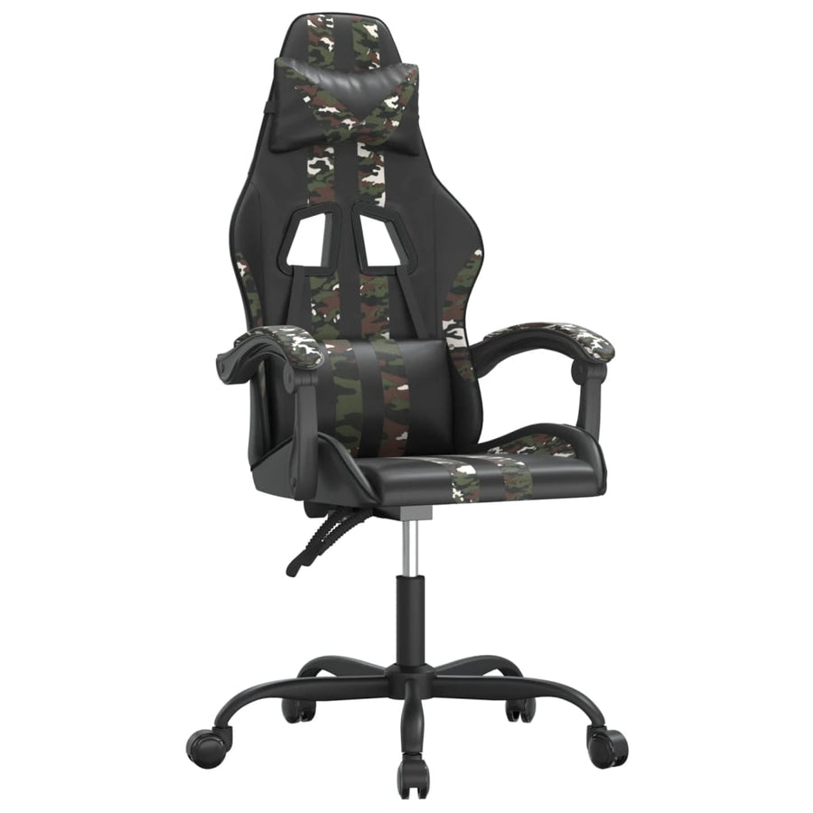 Gamestoel draaibaar kunstleer zwart en camouflage