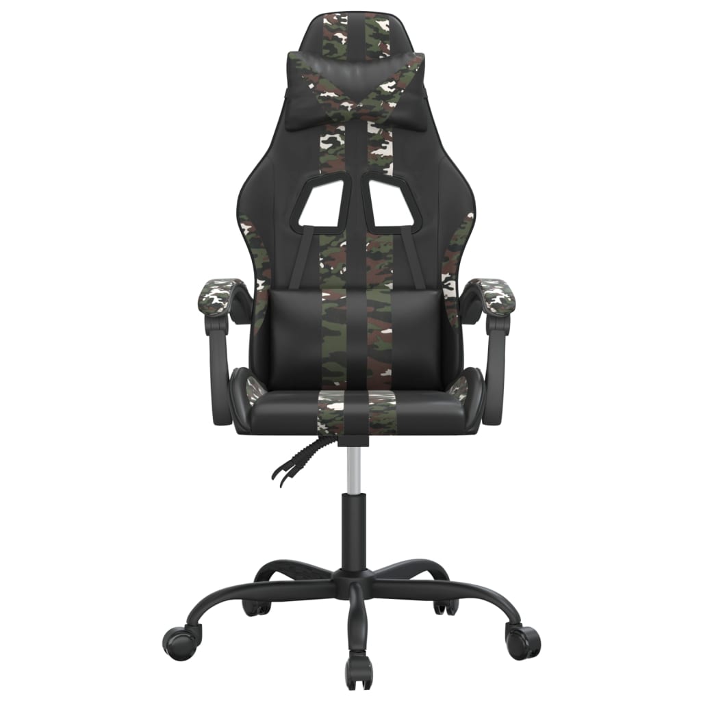 Gamestoel draaibaar kunstleer zwart en camouflage