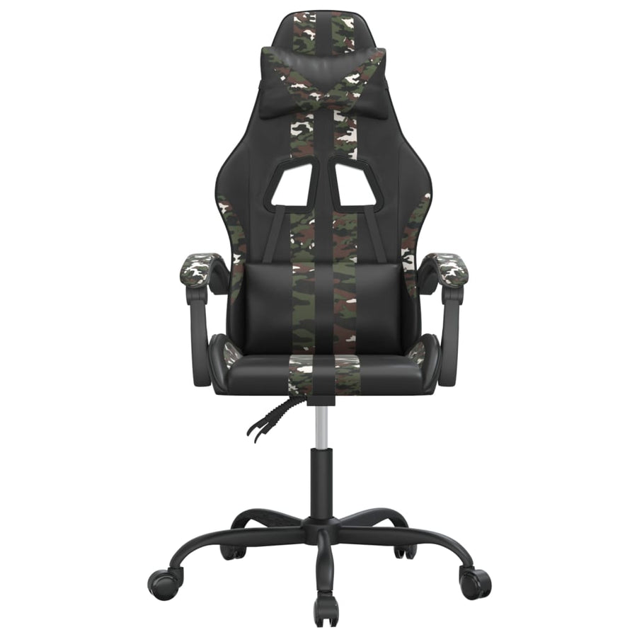 Gamestoel draaibaar kunstleer zwart en camouflage