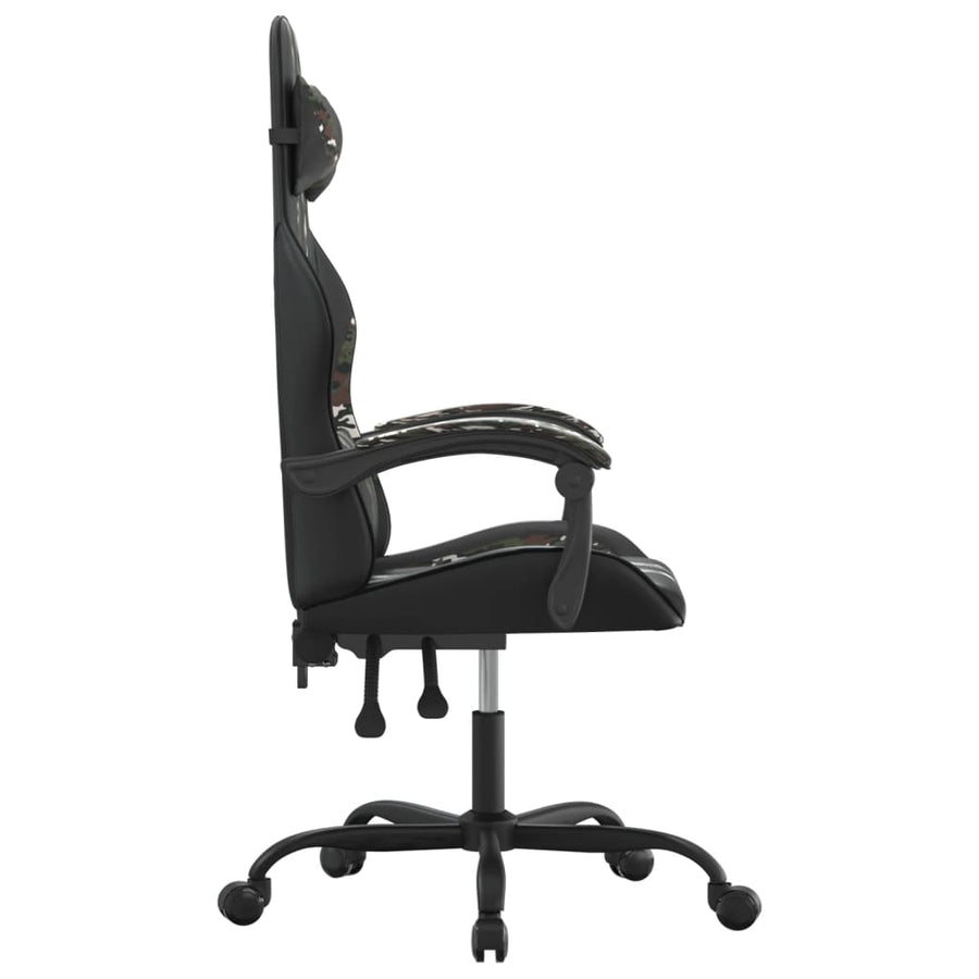 Gamestoel draaibaar kunstleer zwart en camouflage