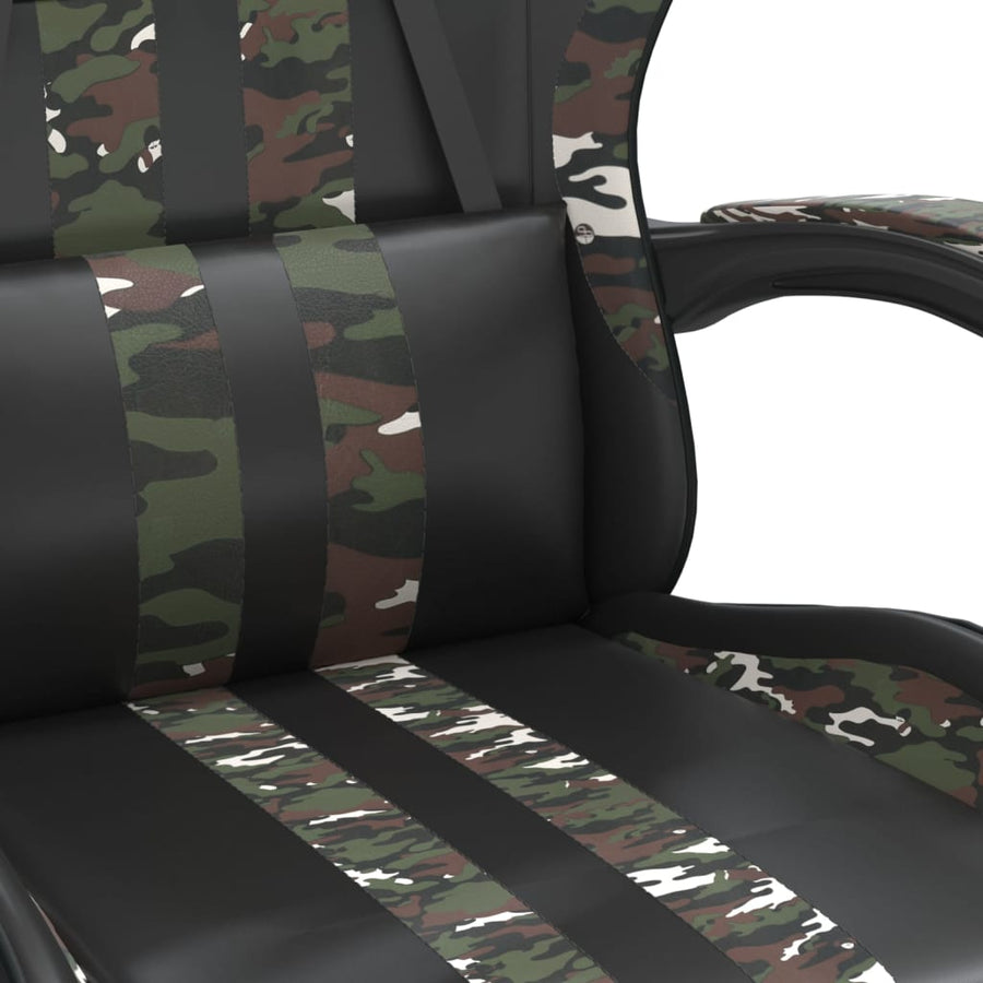 Gamestoel draaibaar kunstleer zwart en camouflage