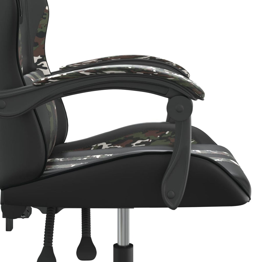 Gamestoel draaibaar kunstleer zwart en camouflage