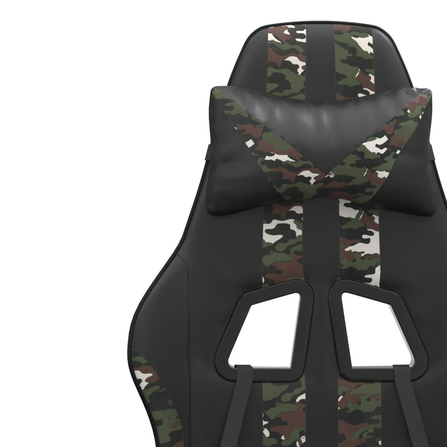 Gamestoel draaibaar kunstleer zwart en camouflage