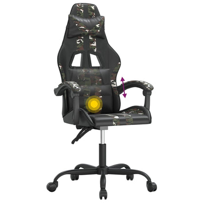 Gamestoel draaibaar kunstleer zwart en camouflage