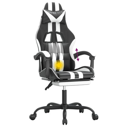 Gamestoel Draaibaar Met Voetensteun Kunstleer Zwart En Wit