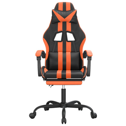 Gamestoel draaibaar met voetensteun kunstleer zwart en oranje