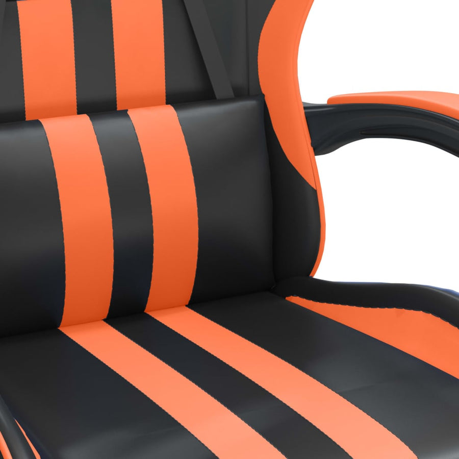 Gamestoel draaibaar met voetensteun kunstleer zwart en oranje