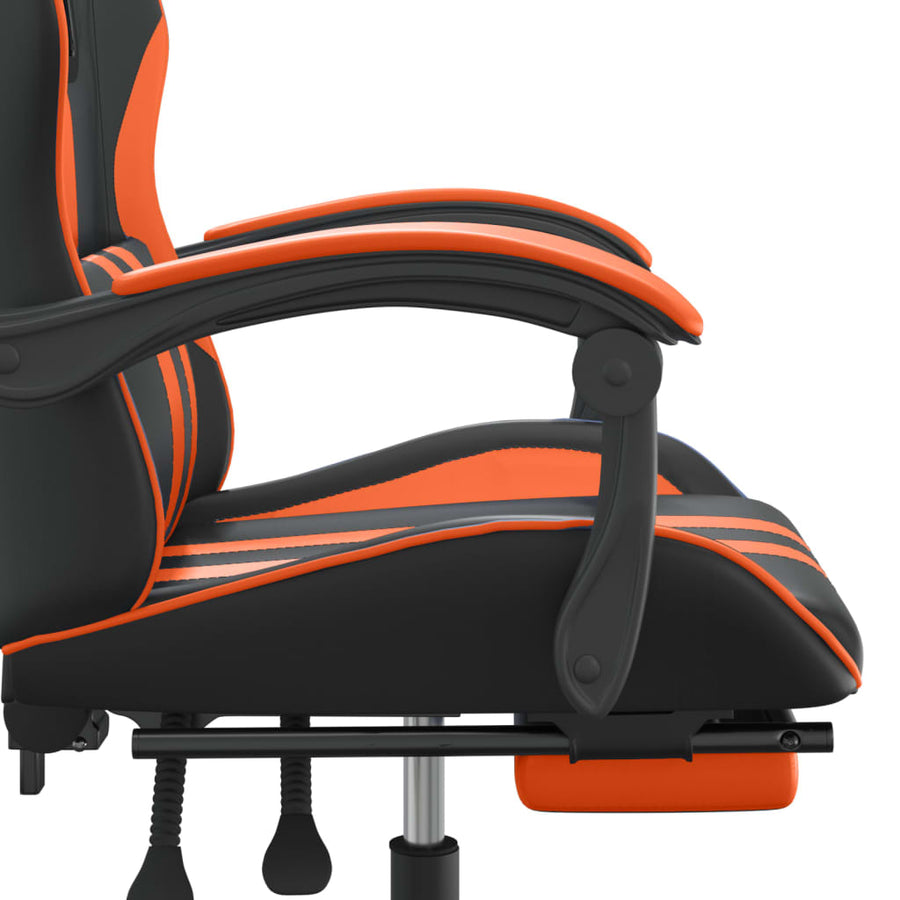 Gamestoel draaibaar met voetensteun kunstleer zwart en oranje