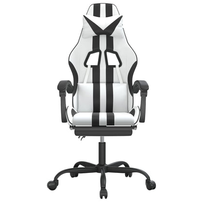 Gamestoel Draaibaar Met Voetensteun Kunstleer Zwart En Wit 1 Wit en zwart