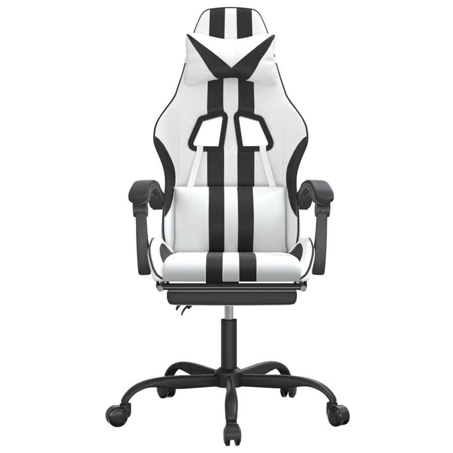 Gamestoel Draaibaar Met Voetensteun Kunstleer Zwart En Wit 1 Wit en zwart