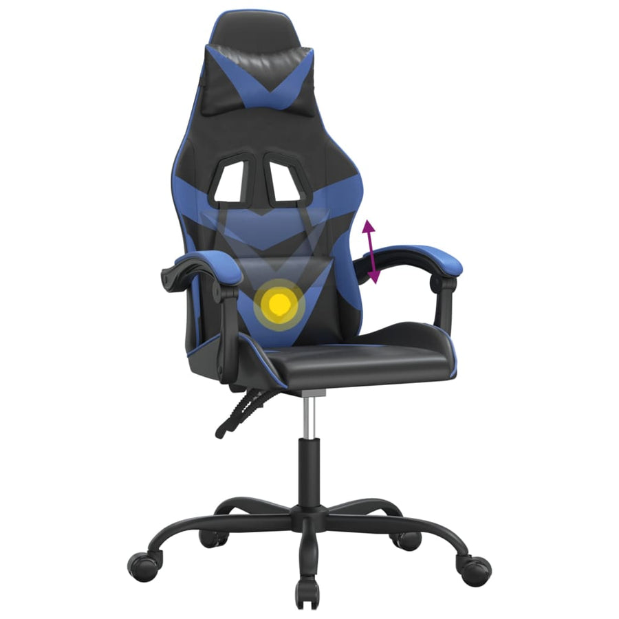 Gamestoel Draaibaar Kunstleer Zwart En Blauw