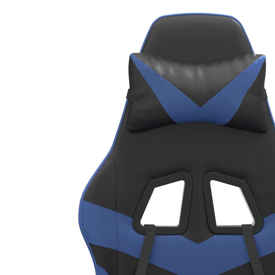 Gamestoel Draaibaar Met Voetensteun Kunstleer Zwart En Blauw