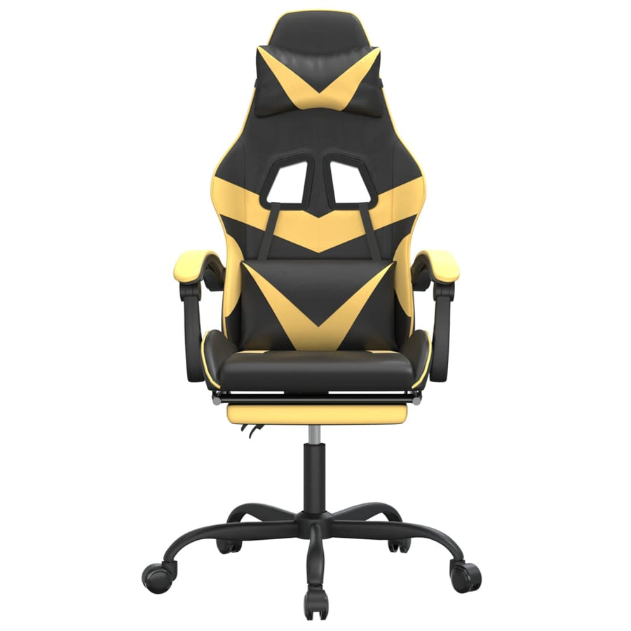 Gamestoel Draaibaar Met Voetensteun Kunstleer Zwart & Goud