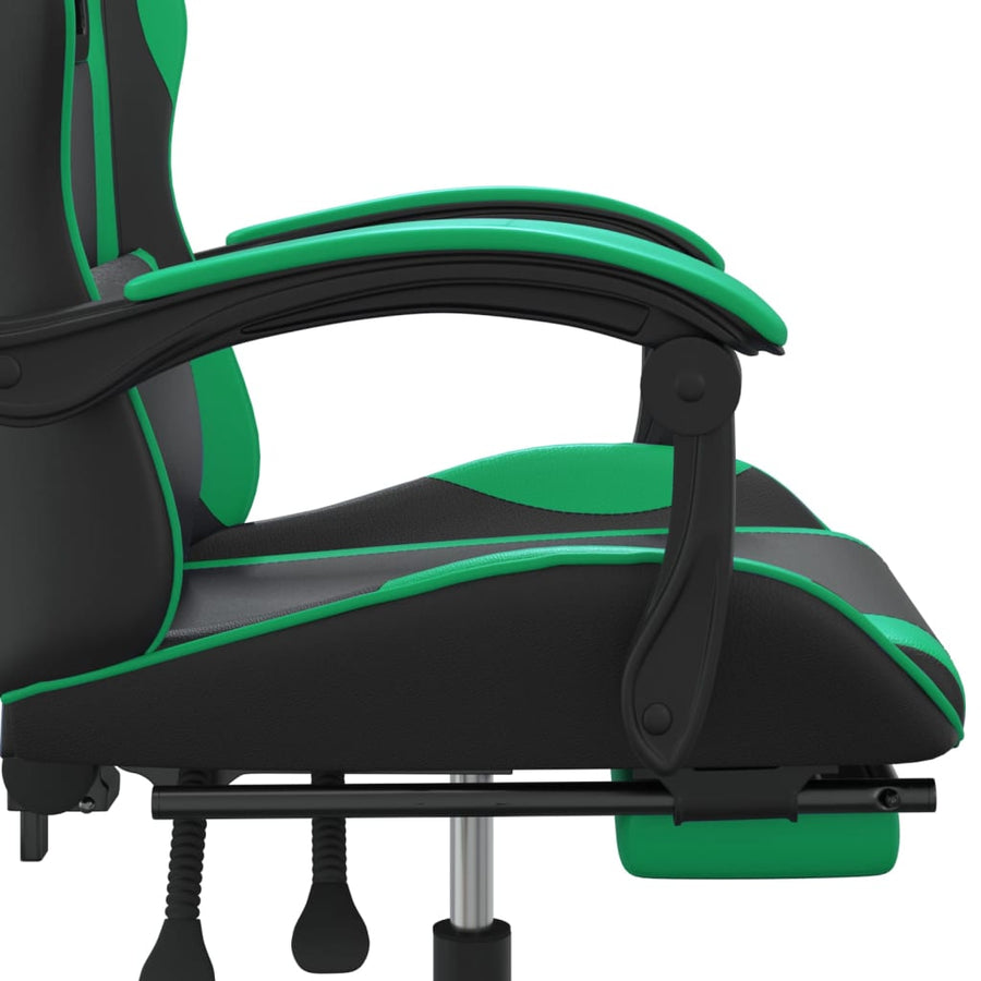 Gamestoel Draaibaar Met Voetensteun Kunstleer Zwart En Groen