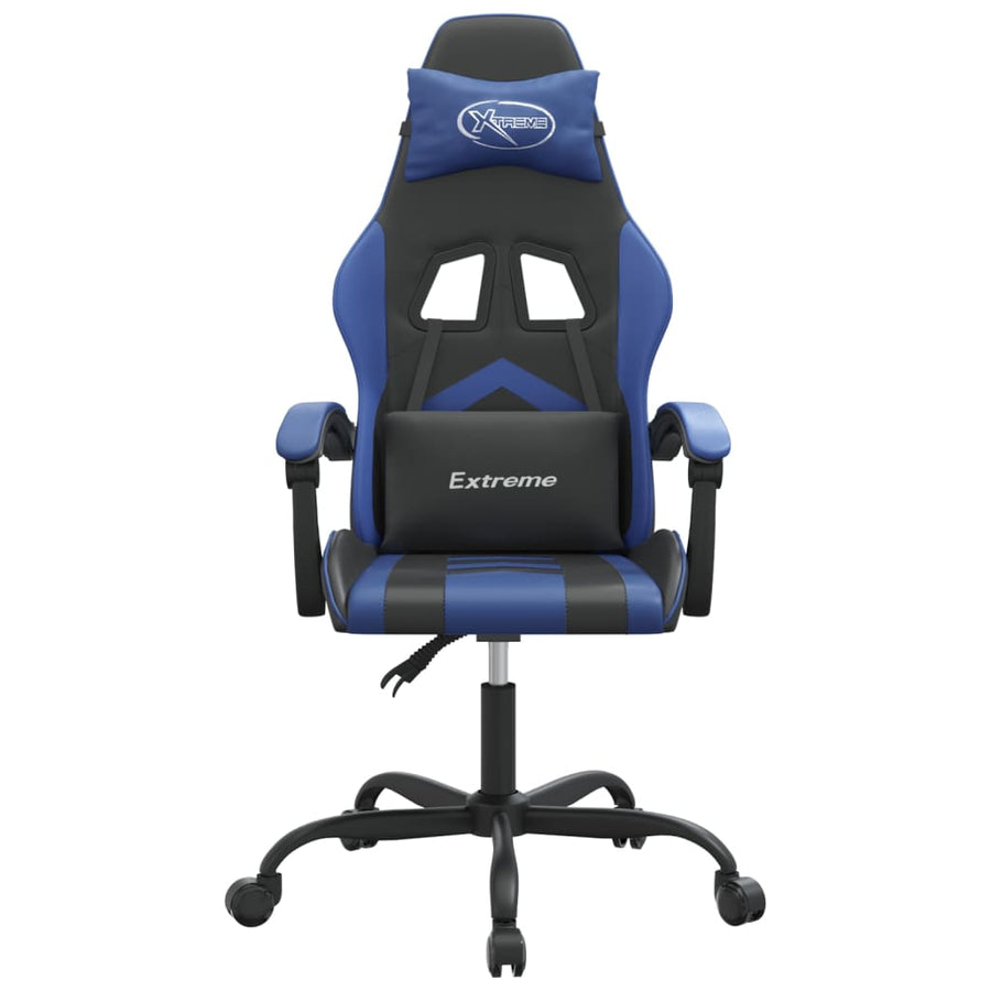 Gamestoel Draaibaar Kunstleer Zwart En Blauw