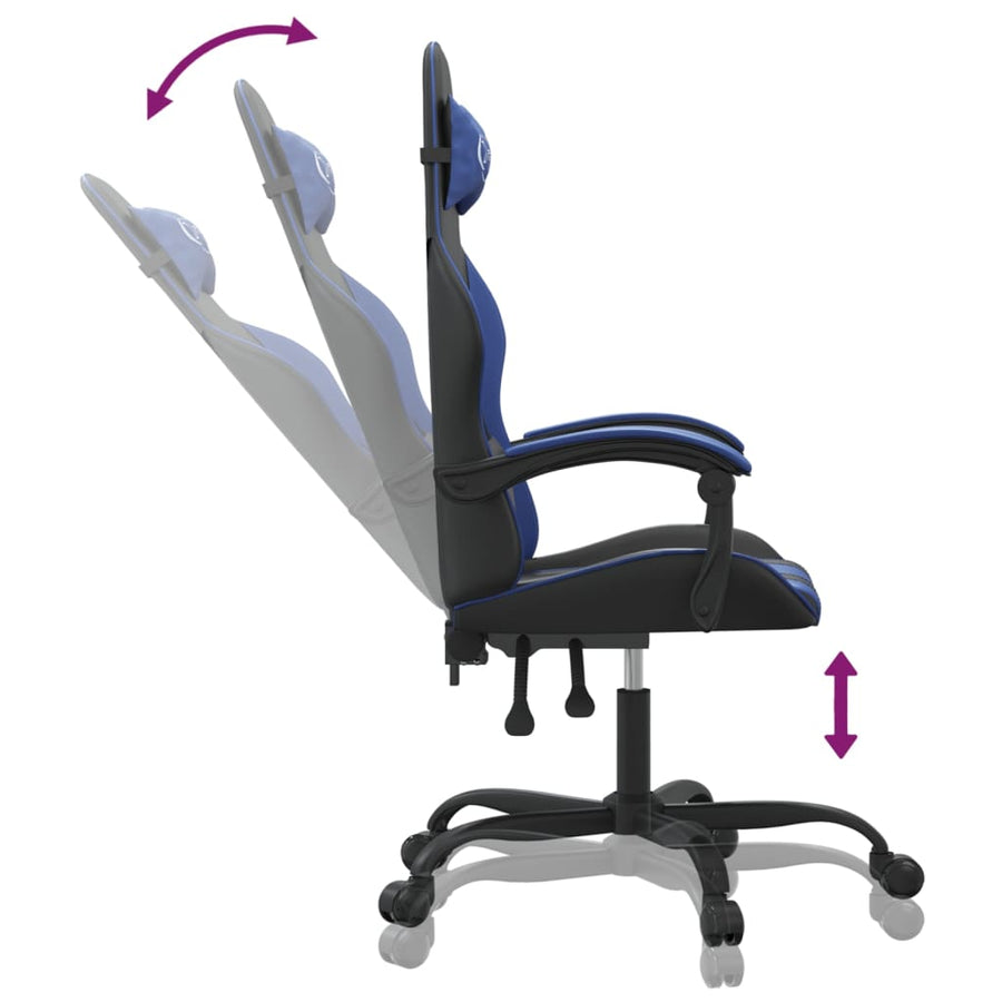 Gamestoel Draaibaar Kunstleer Zwart En Blauw