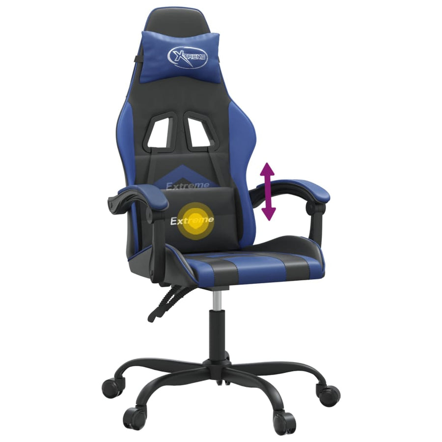 Gamestoel Draaibaar Kunstleer Zwart En Blauw