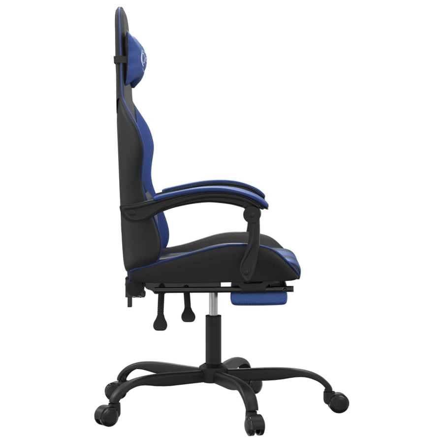 Gamestoel Draaibaar Met Voetensteun Kunstleer Zwart En Blauw 1