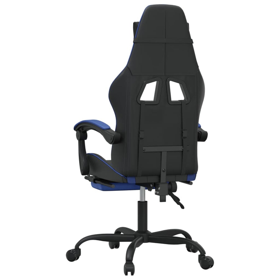 Gamestoel Draaibaar Met Voetensteun Kunstleer Zwart En Blauw 1