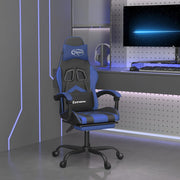 Gamestoel draaibaar met voetensteun kunstleer zwart blauw