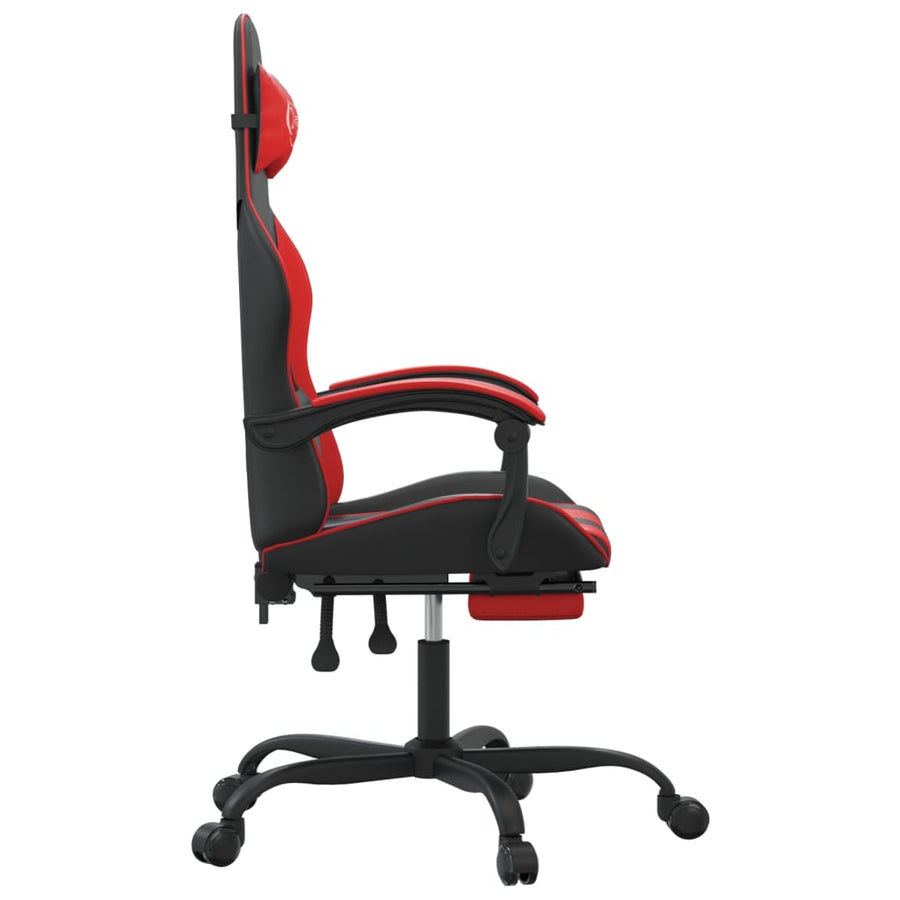 Gamestoel Draaibaar Met Voetensteun Kunstleer Zwart En Rood