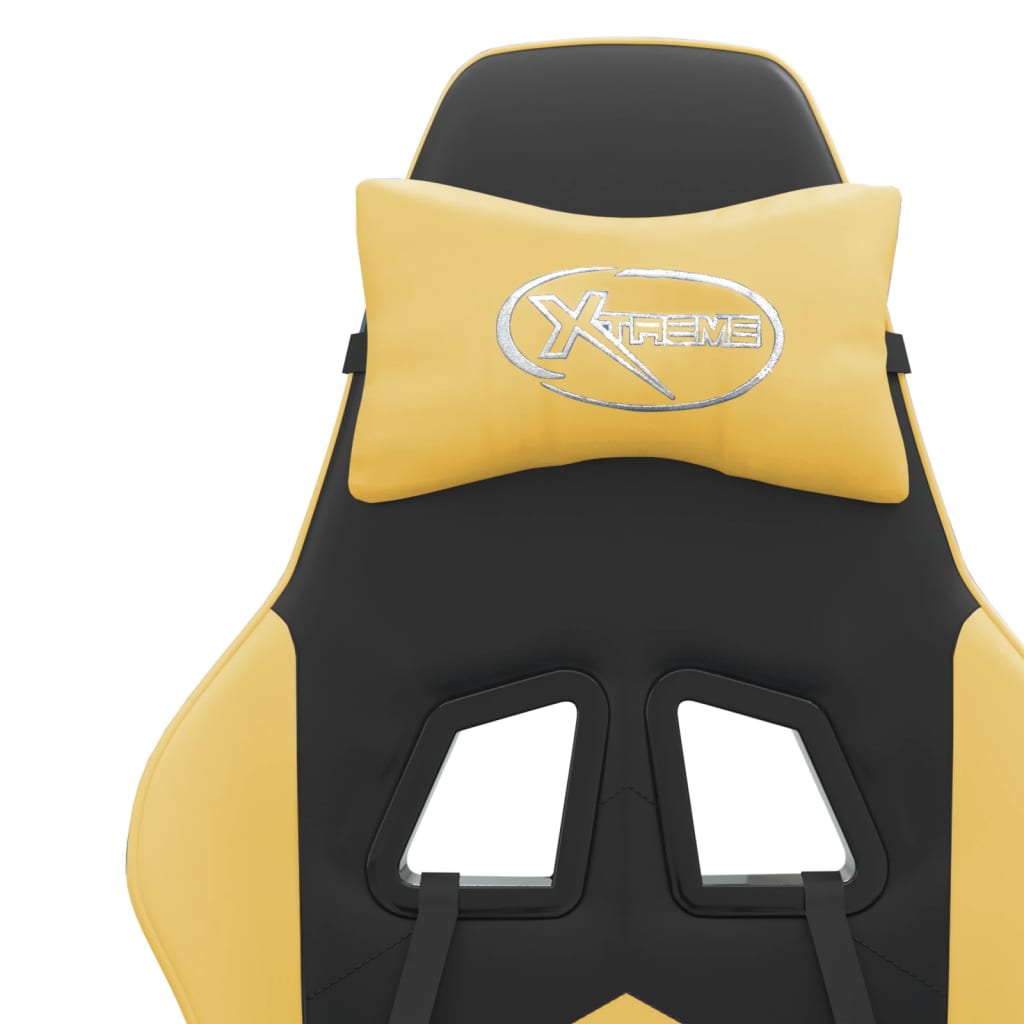 Gamestoel Draaibaar Met Voetensteun Kunstleer Zwart & Goud