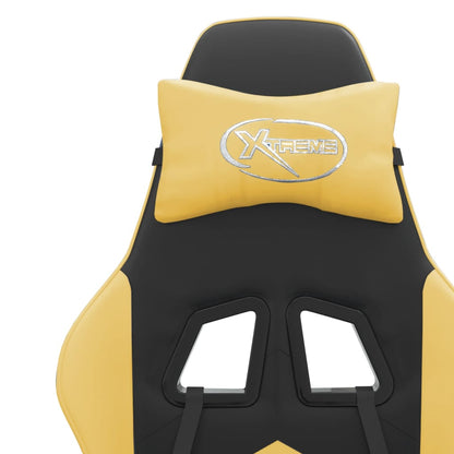 Gamestoel Draaibaar Met Voetensteun Kunstleer Zwart & Goud