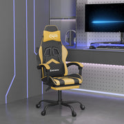 Gamestoel draaibaar kunstleer zwart goud met voetensteun
