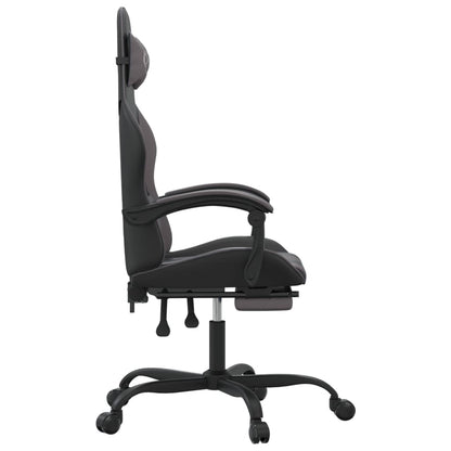 Gamestoel Draaibaar Met Voetensteun Kunstleer Zwart En Grijs