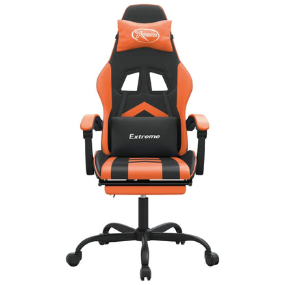 Gamestoel Draaibaar Met Voetensteun Kunstleer Zwart En Oranje 1