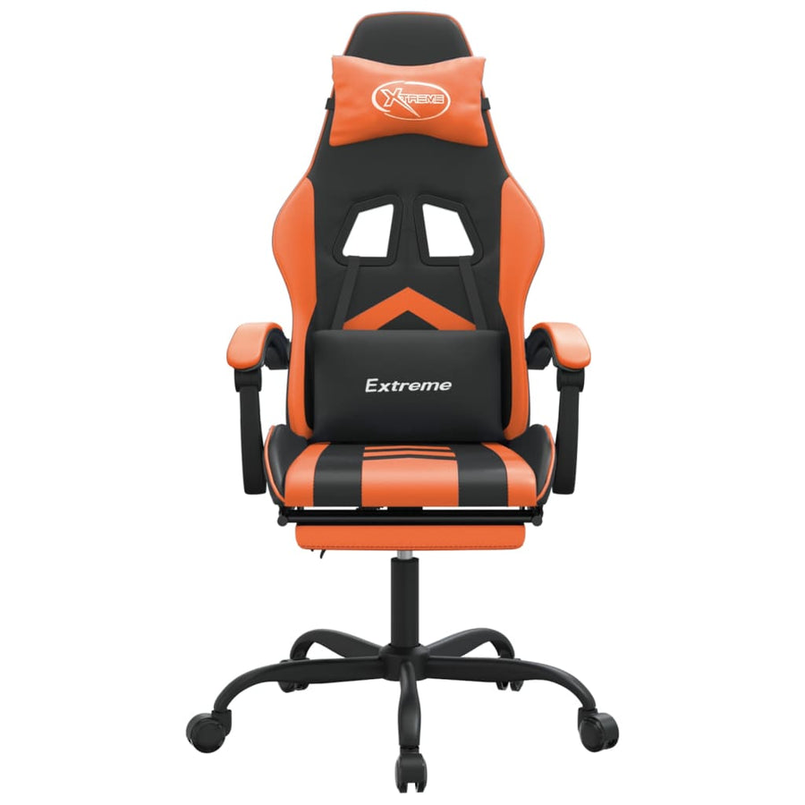 Gamestoel Draaibaar Met Voetensteun Kunstleer Zwart En Oranje 1