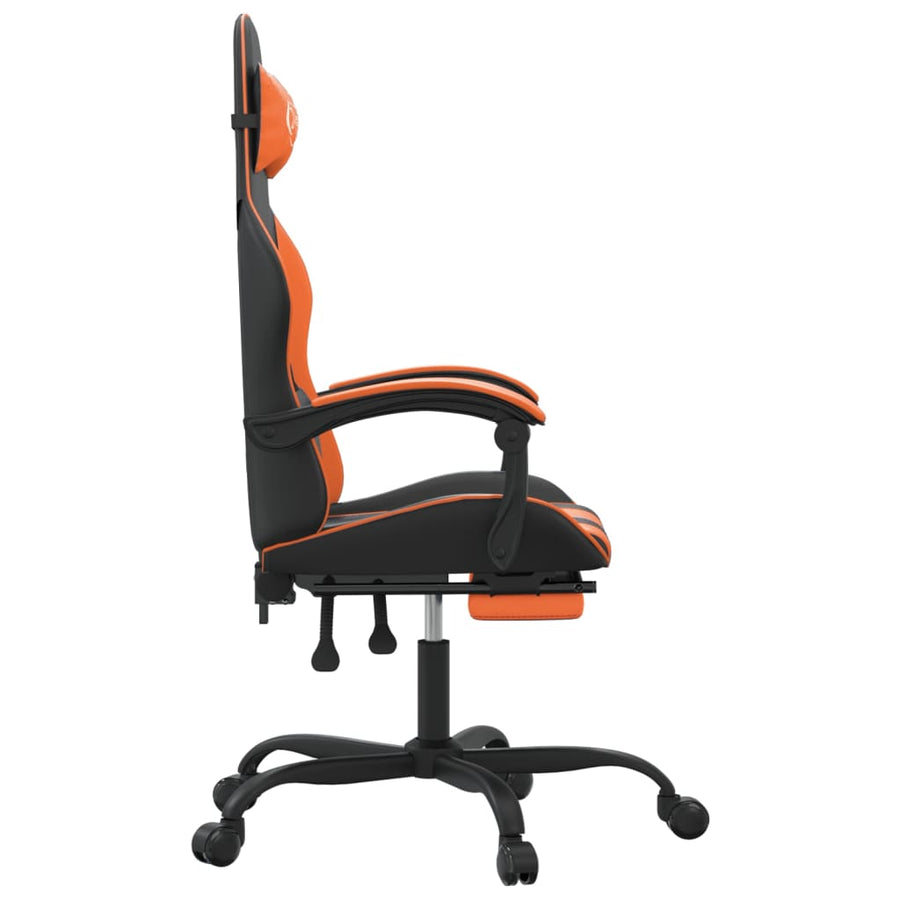 Gamestoel Draaibaar Met Voetensteun Kunstleer Zwart En Oranje 1