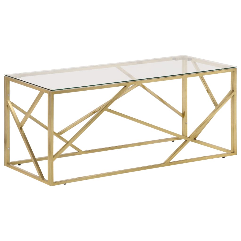 Salontafel Roestvrijstaal En Gehard Kleurig Goud Glas