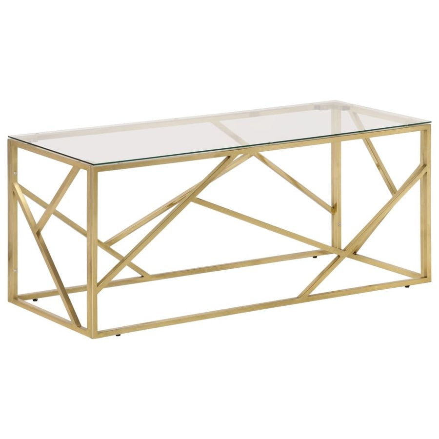 Salontafel Roestvrijstaal En Gehard Kleurig Goud Glas