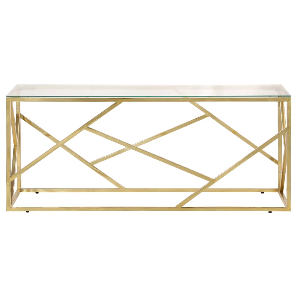 Salontafel Roestvrijstaal En Gehard Kleurig Goud Glas