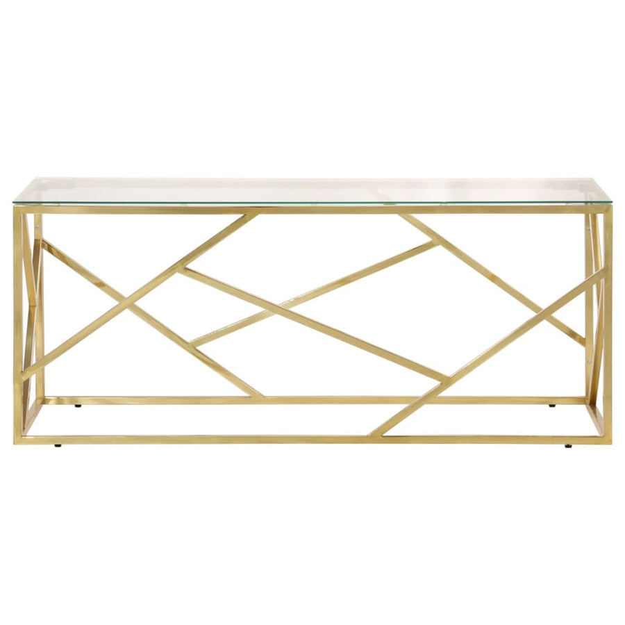 Salontafel Roestvrijstaal En Gehard Kleurig Goud Glas