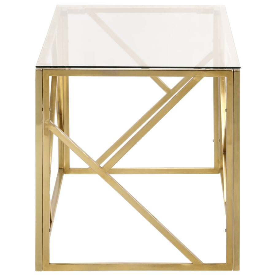 Salontafel Roestvrijstaal En Gehard Kleurig Goud Glas