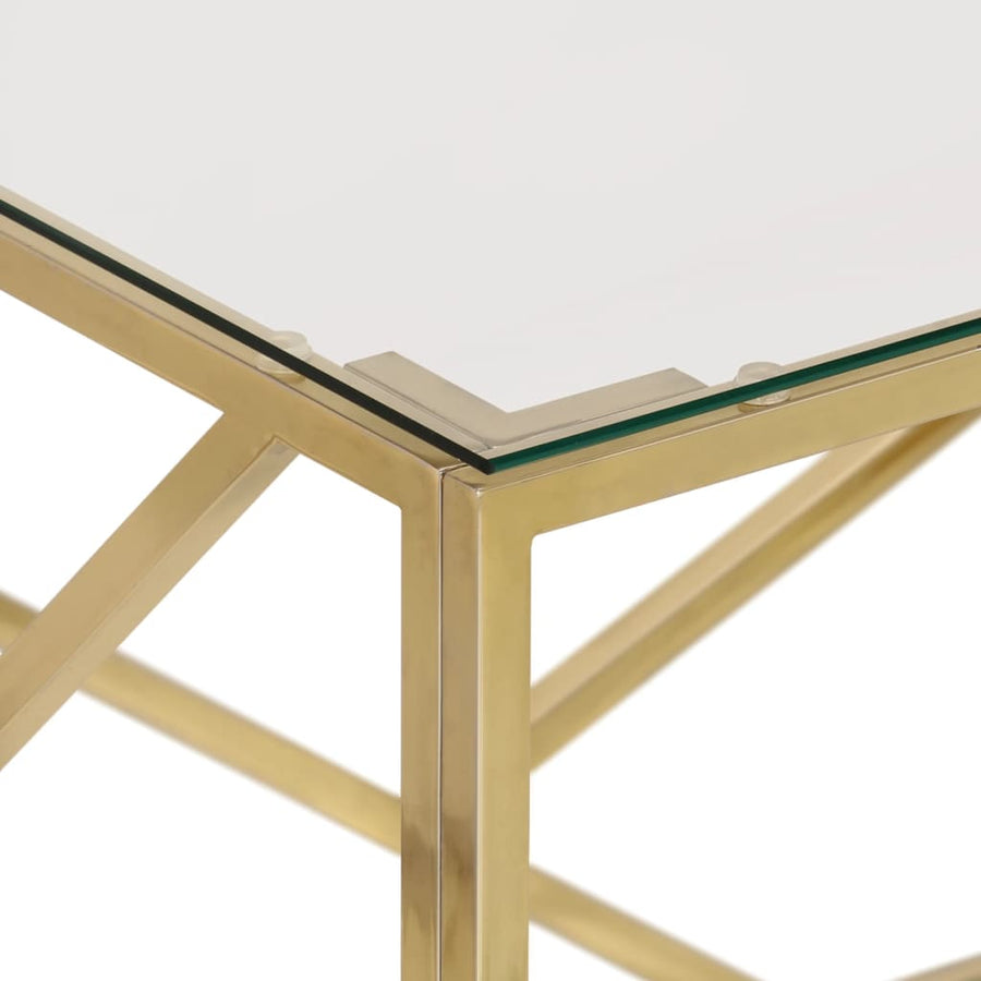 Salontafel Roestvrijstaal En Gehard Kleurig Goud Glas