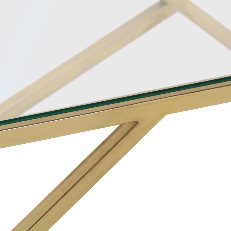 Salontafel Roestvrijstaal En Gehard Kleurig Goud Glas