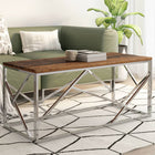 Salontafel 110x45x45 cm roestvrij staal massief bielshout