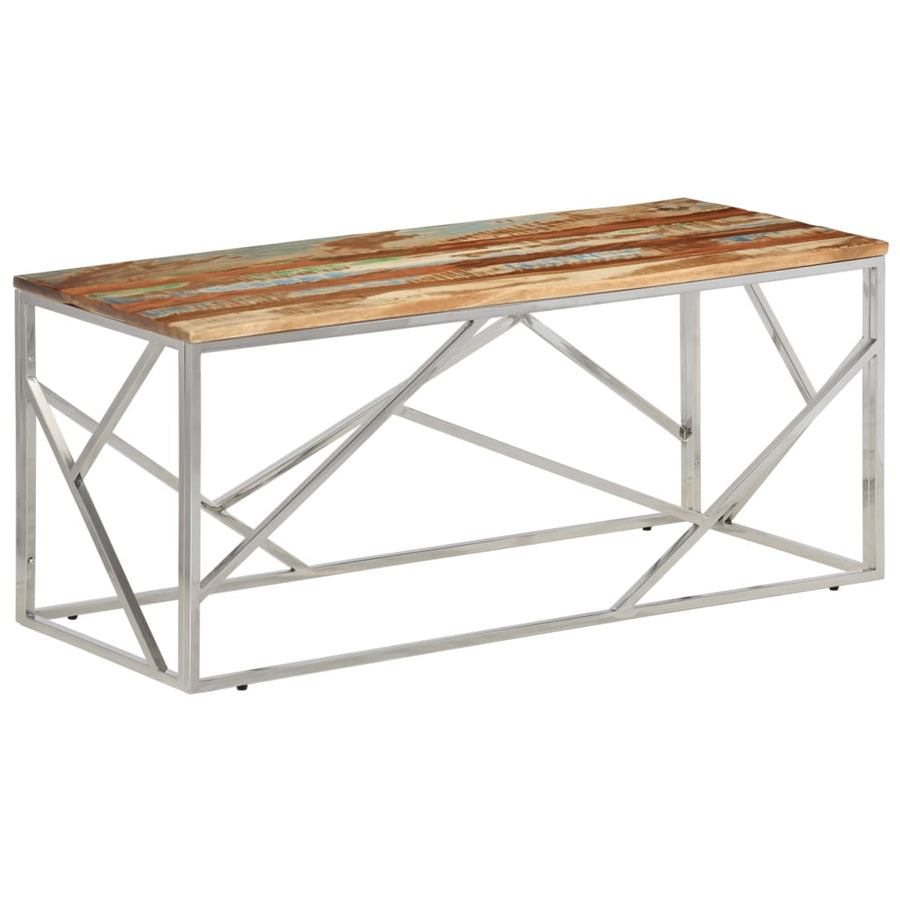 Salontafel Roestvrij Staal En Gerecycled Hout Kleurig Zilver massief gerecycled hout