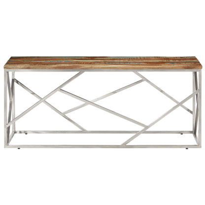 Salontafel Roestvrij Staal En Gerecycled Hout Kleurig Zilver massief gerecycled hout
