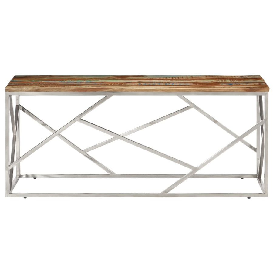 Salontafel Roestvrij Staal En Gerecycled Hout Kleurig Zilver massief gerecycled hout