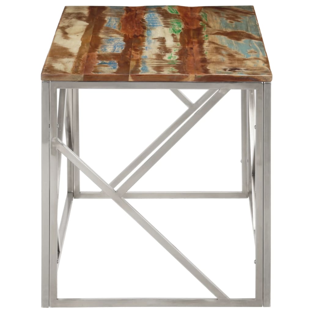 Salontafel Roestvrij Staal En Gerecycled Hout Kleurig Zilver massief gerecycled hout